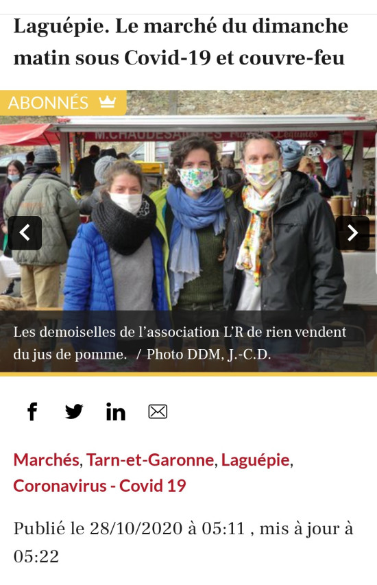 Vente de jus de pomme en soutien à l'association